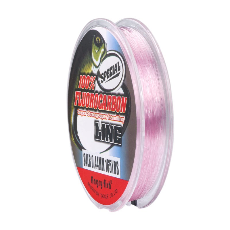 ANGRYFISH 100% Fluorocarbon Fishing Line-Invisible Underwater-Faster Sinking- Ultralow Stretch-Fishing Leader Line 2-30LB(Pink,30LB/0.467MM-55YD) - Image 1